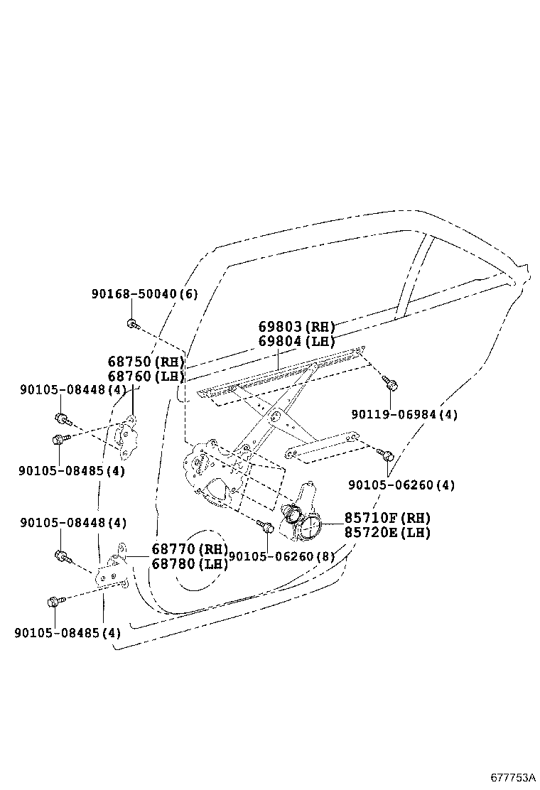 85720-30530 MOTOR ASSY, POWER WINDOW REGULATOR, LH product image