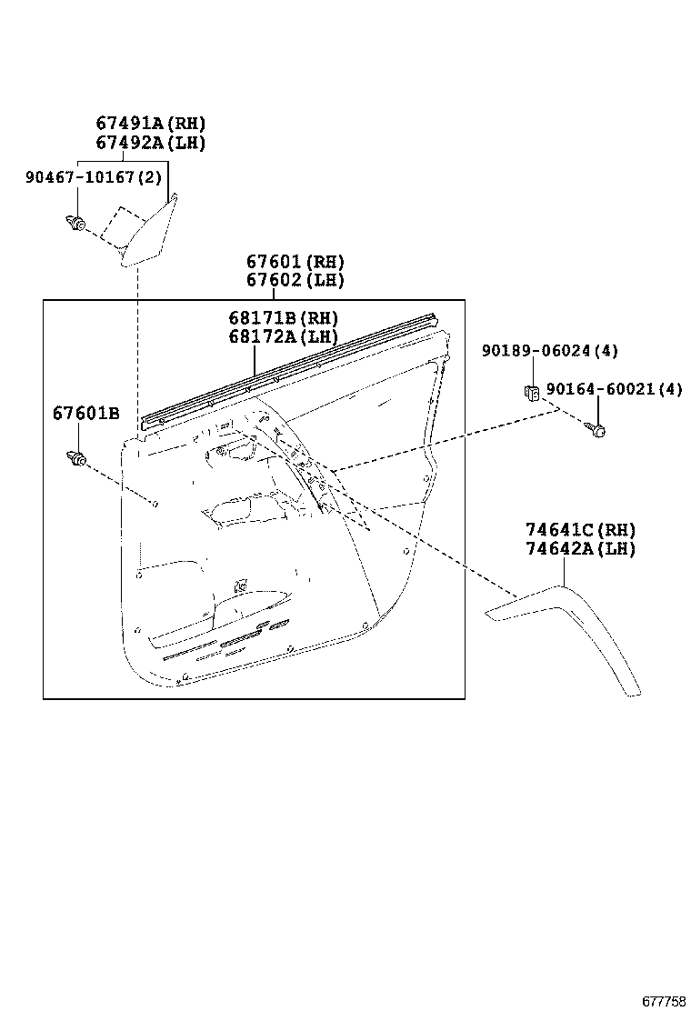 68101-0R050 GLASS SUB-ASSY, FRONT DOOR, RH product image