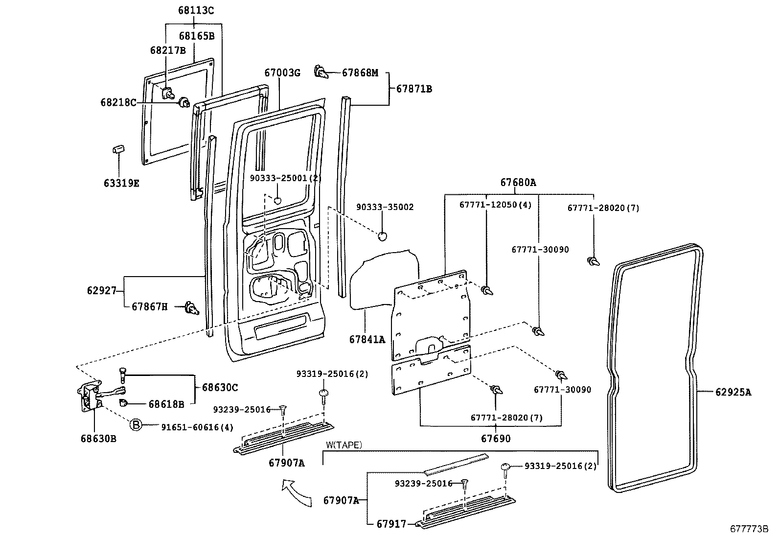 62925-0S010 WEATHERSTRIP, GLIDE DOOR SIDE product image