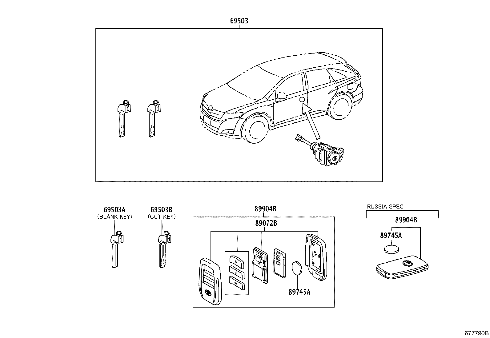 69005-0T050 CYLINDER SET, LOCK product image