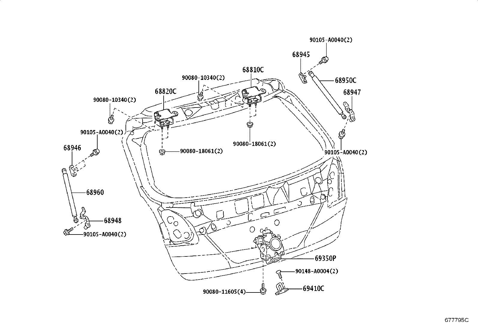 68950-0T012 STAY ASSY, BACK DOOR, RH product image