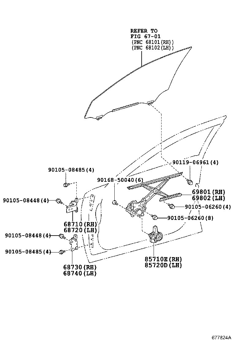 Toyota 85710-53111 MOTOR ASSY, POWER WINDOW REGULATOR, RH