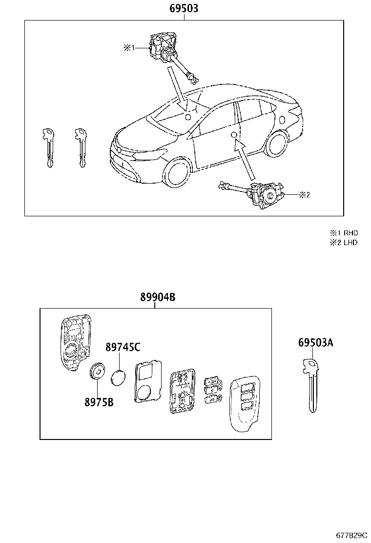 Toyota 69005-0DL00 CYLINDER SET, LOCK