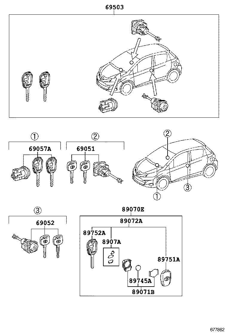 69005-52R20 CYLINDER SET, LOCK product image