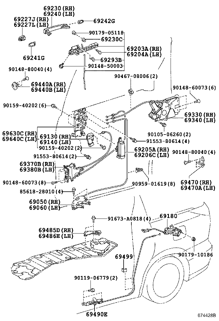 69250-58010-D2 COVER, REAR DOOR OUTSIDE HANDLE, RH product image
