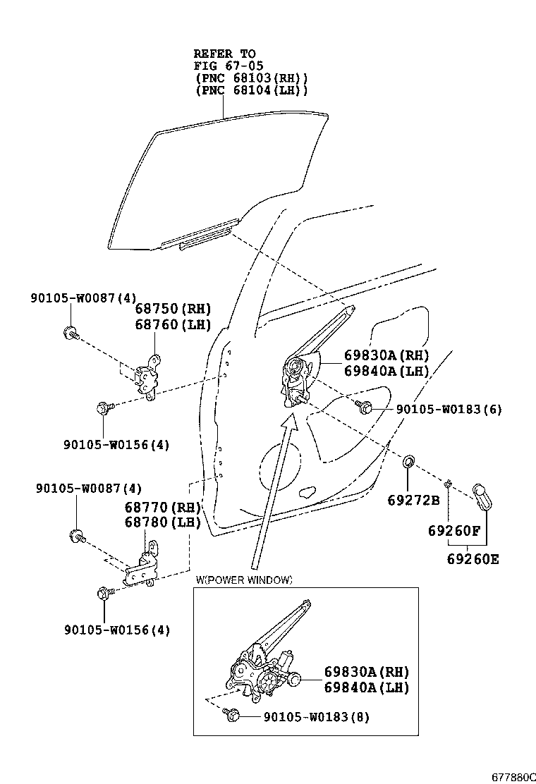 69840-02520 REGULATOR ASSY, REAR DOOR WINDOW, LH product image
