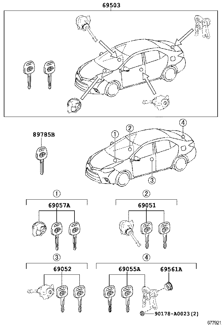 69005-02A20 CYLINDER SET, LOCK product image