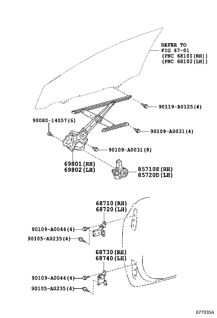 Toyota 85710-AE010 MOTOR ASSY, POWER WINDOW REGULATOR, RH