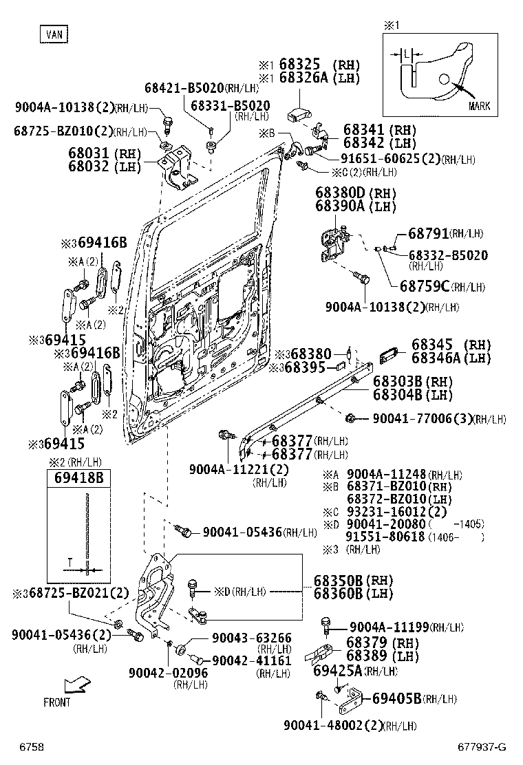 69415-BZ010 STOPPER, SLIDE DOOR DOWN FEMALE product image