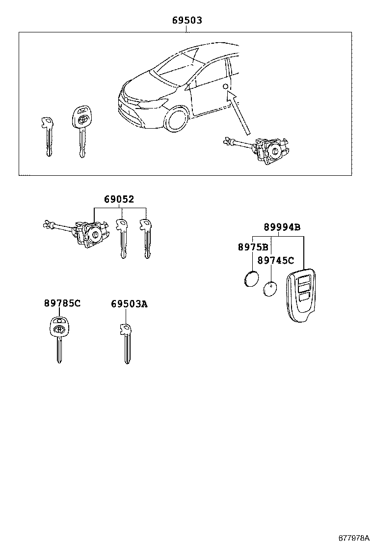 69005-0D640 CYLINDER SET, LOCK product image