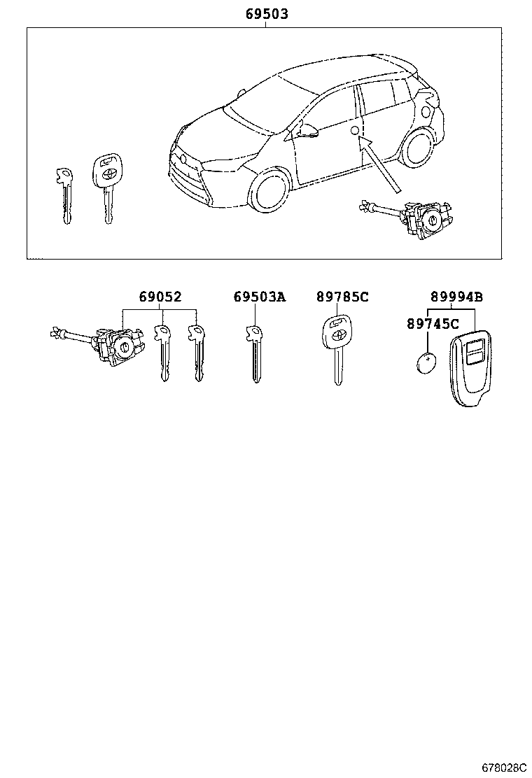 69005-0DA20 CYLINDER SET, LOCK product image