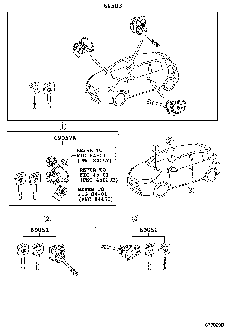 69005-0DA20 CYLINDER SET, LOCK product image
