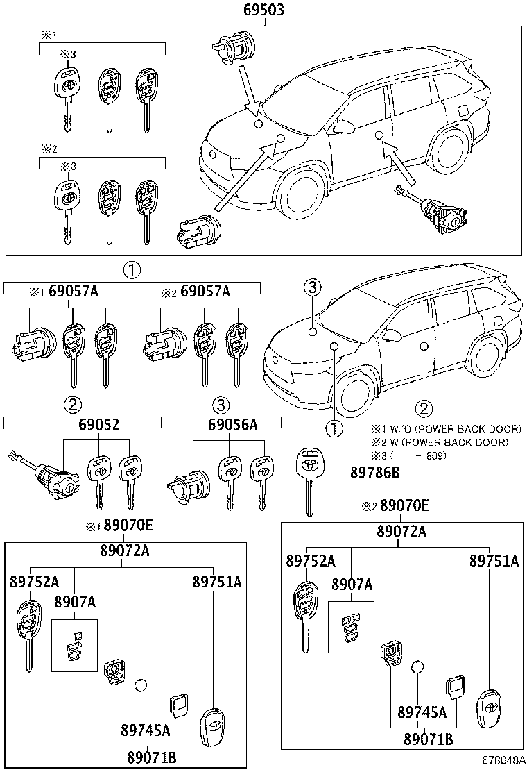 Toyota 69005-0E130 CYLINDER SET, LOCK
