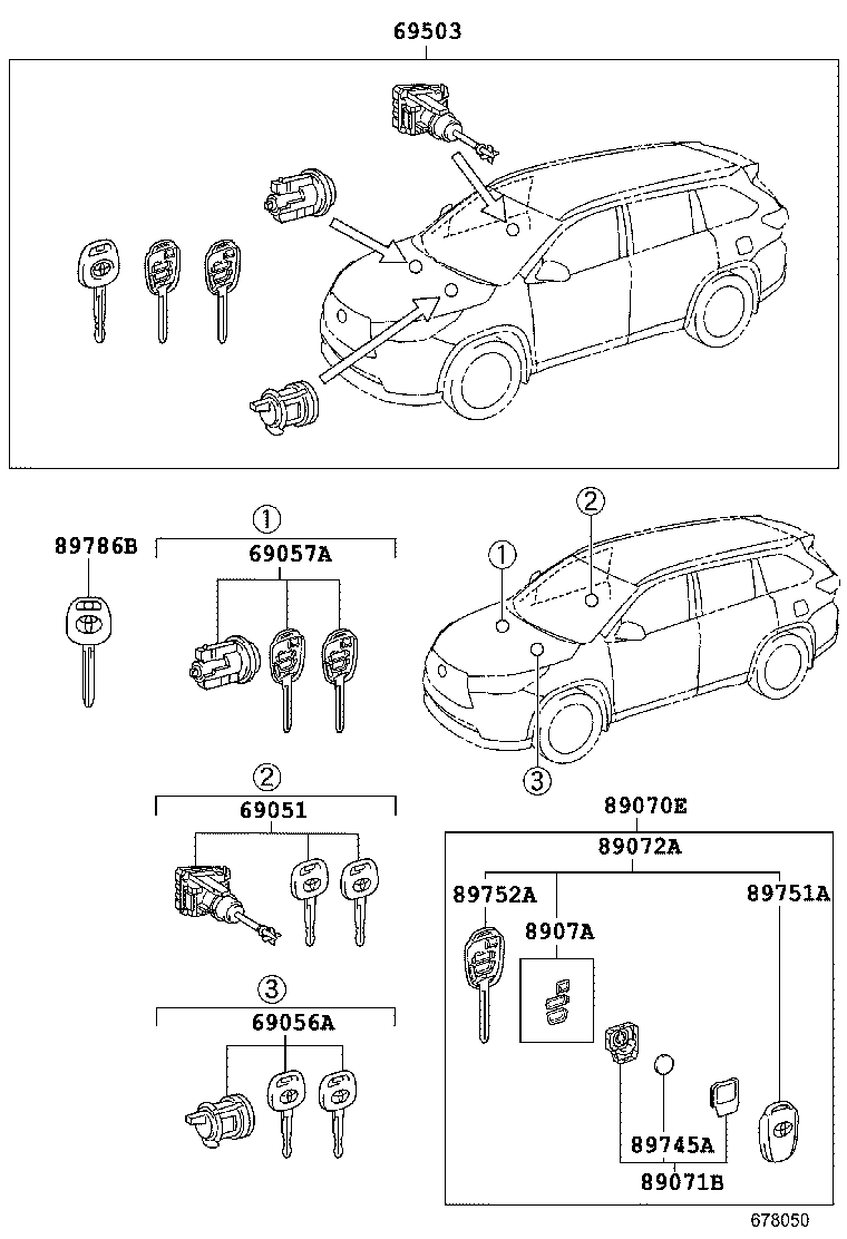 69005-0E180 CYLINDER SET, LOCK product image