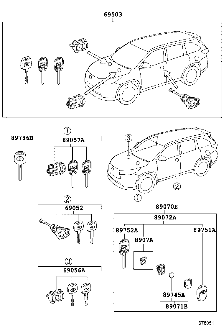 69005-0E180 CYLINDER SET, LOCK product image