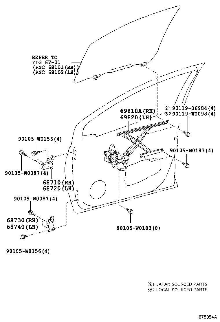 69810-02530 REGULATOR ASSY, FRONT DOOR WINDOW, RH product image
