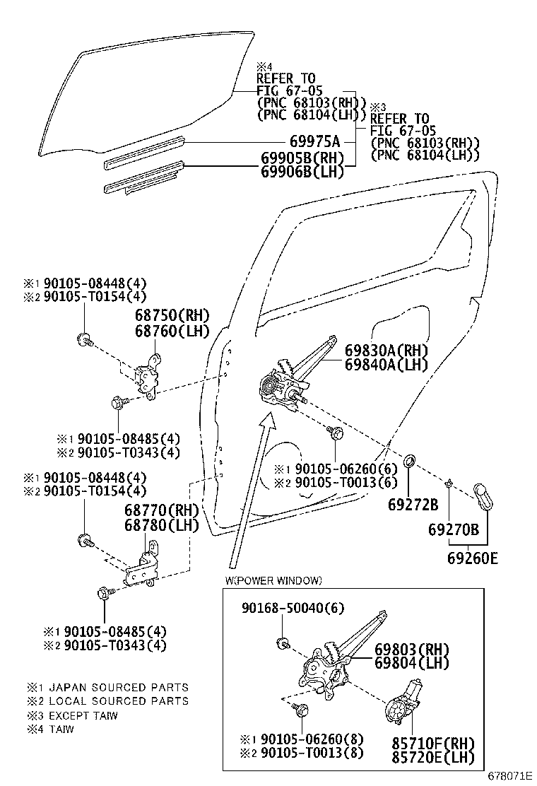 Toyota 69804-0D280 REGULATOR SUB-ASSY, REAR DOOR WINDOW, LH