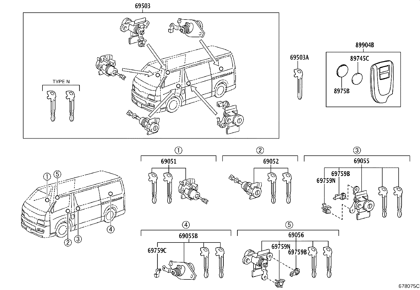 69005-26760 CYLINDER SET, LOCK product image