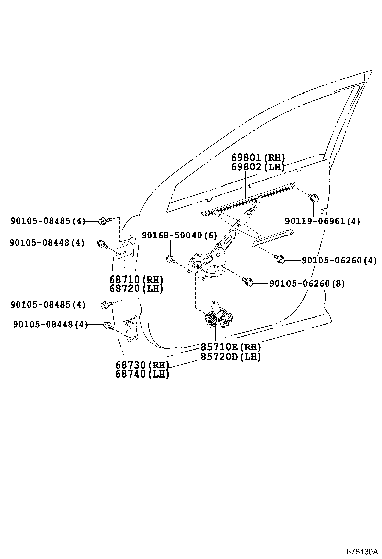 85710-48100 MOTOR ASSY, POWER WINDOW REGULATOR, RH product image