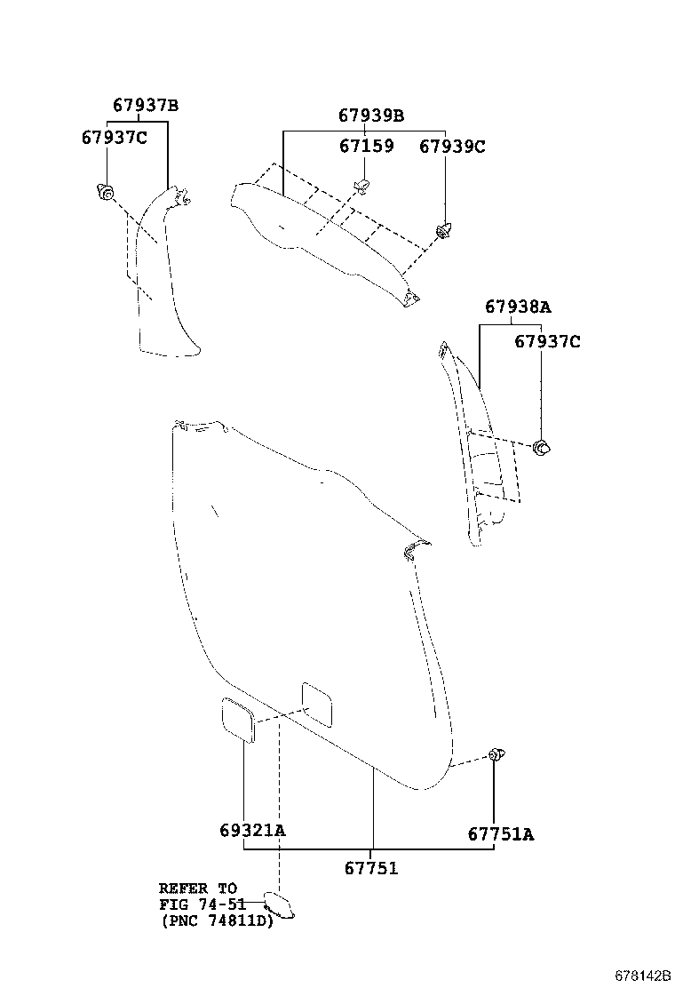 64818-28040 SPACER, BACK DOOR GLASS, NO.1 product image
