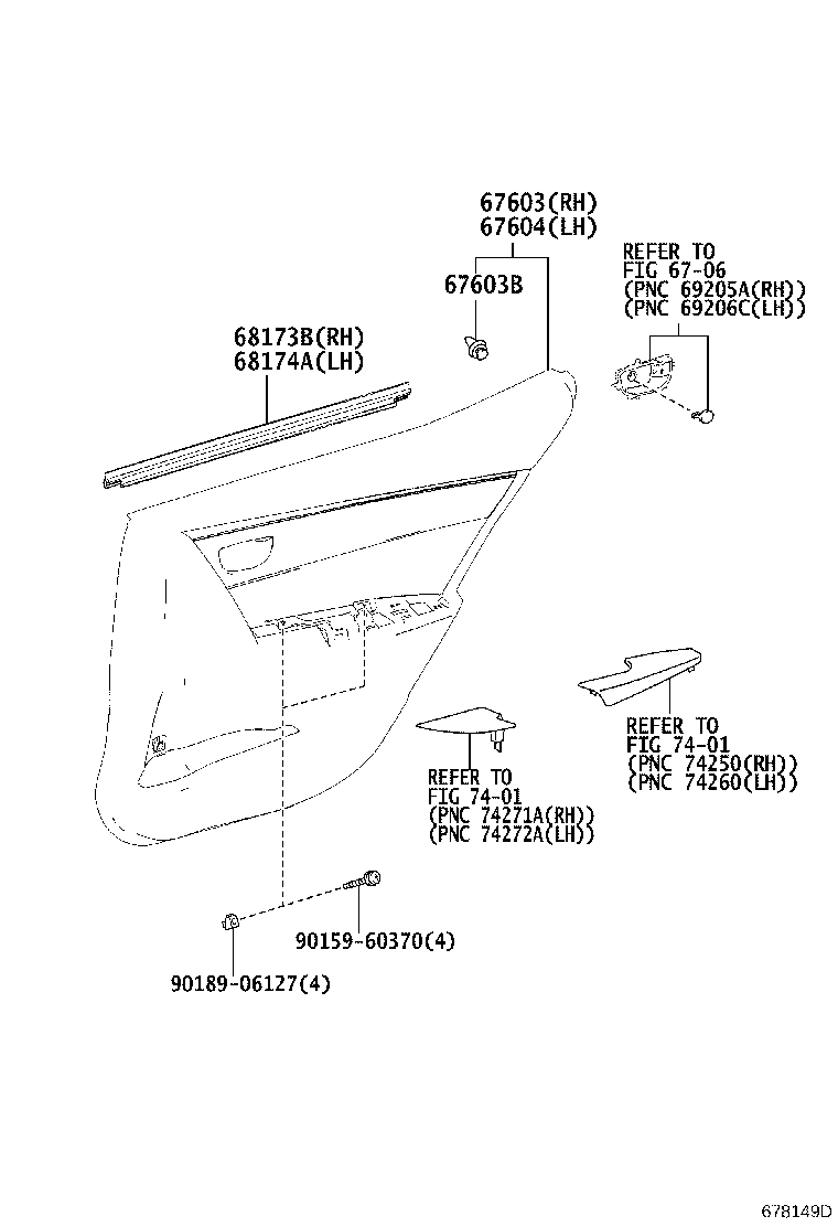 67004-02460 PANEL SUB-ASSY, REAR DOOR, LH product image