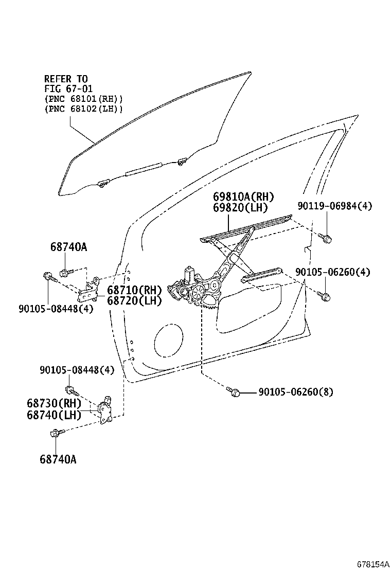 69820-02610 REGULATOR ASSY, FRONT DOOR WINDOW, LH product image