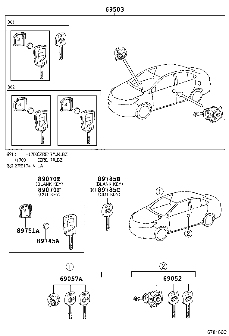69057-02760 CYLINDER & KEY SET, IGNITION SWITCH LOCK product image