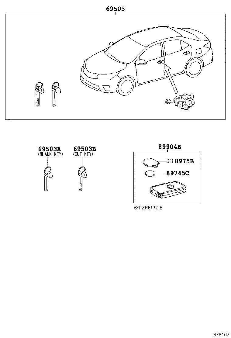 69057-02760 CYLINDER & KEY SET, IGNITION SWITCH LOCK product image