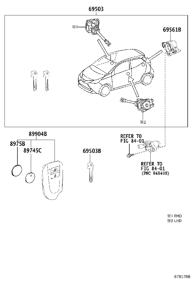 69057-0H080 CYLINDER & KEY SET, IGNITION SWITCH LOCK product image