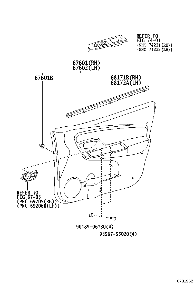 67403-52270 FRAME SUB-ASSY, FRONT DOOR, REAR LOWER RH product image