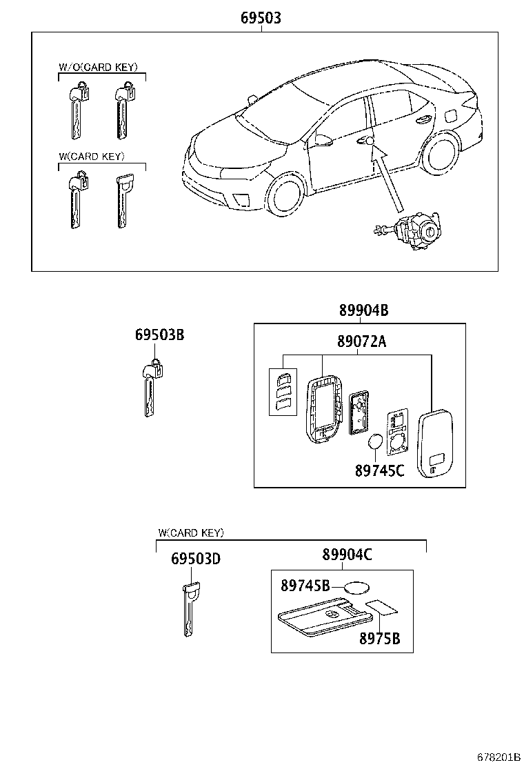 69052-02400 CYLINDER & KEY SET, DOOR LOCK, LH product image