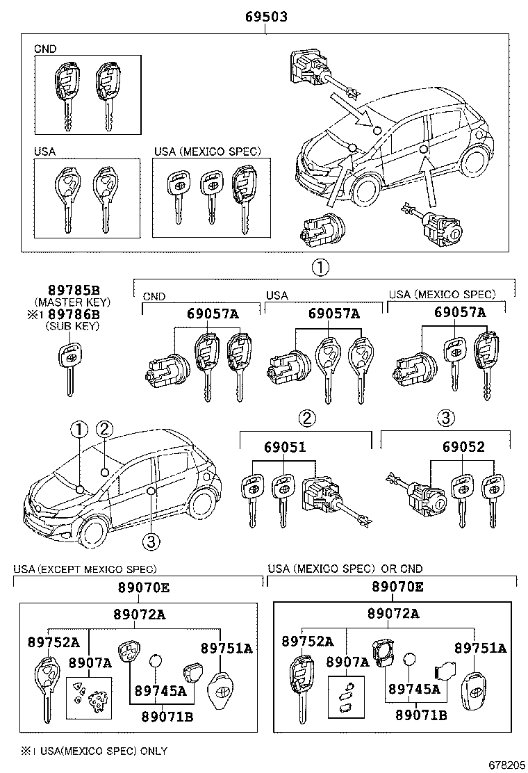 69005-52R20 CYLINDER SET, LOCK product image