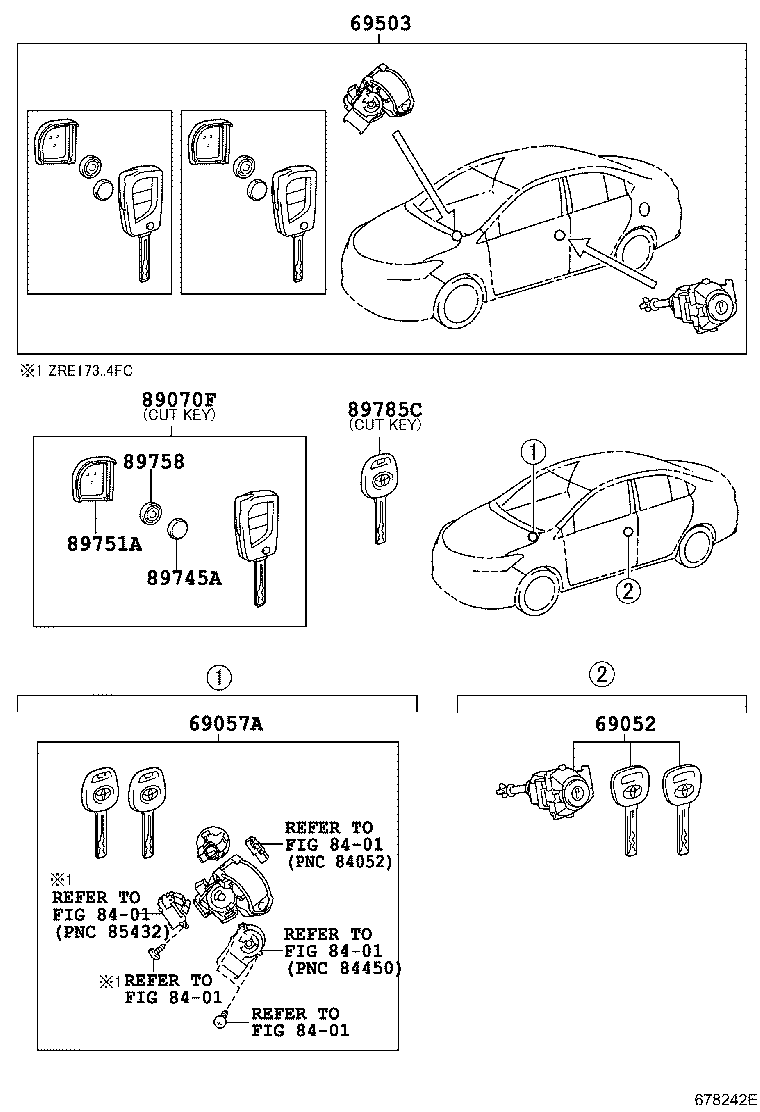 69057-02760 CYLINDER & KEY SET, IGNITION SWITCH LOCK product image