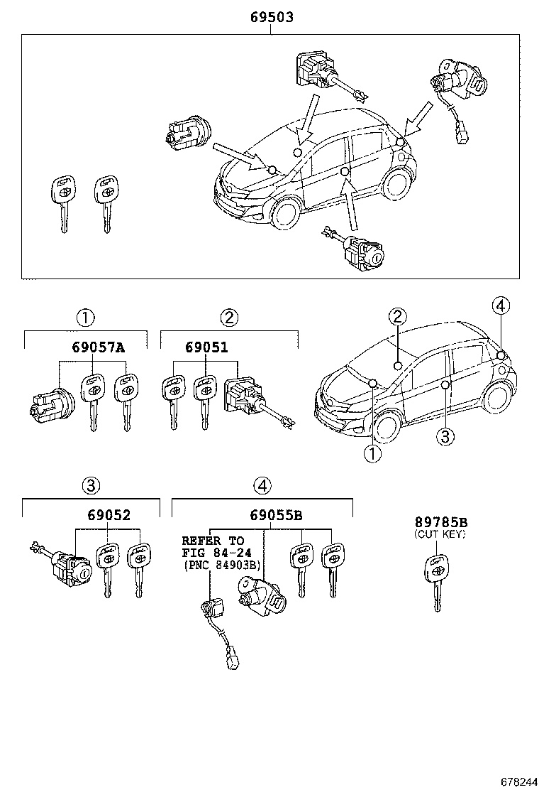 69005-0DC70 CYLINDER SET, LOCK product image