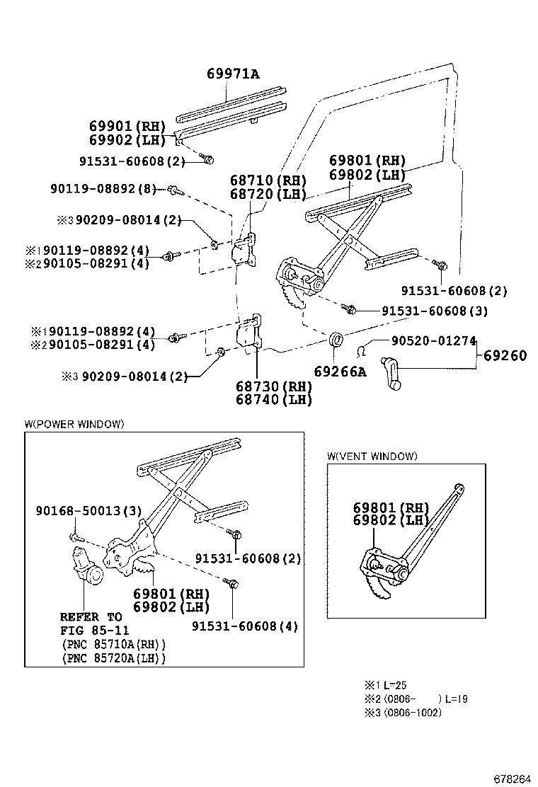 69801-60100 REGULATOR SUB-ASSY, FRONT DOOR WINDOW, RH product image