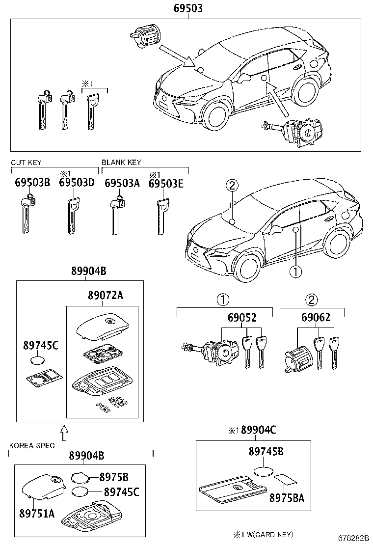Toyota 69005-78031 CYLINDER SET, LOCK