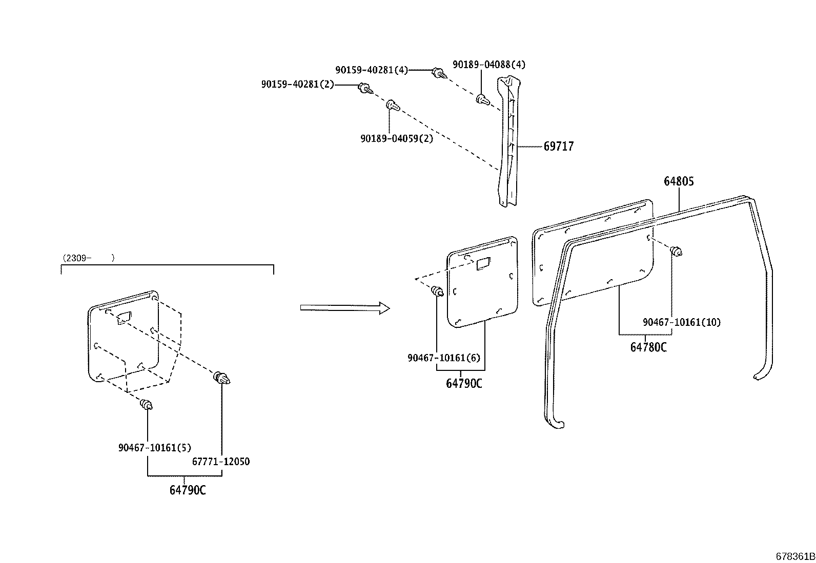 67006-60550 PANEL SUB-ASSY, BACK DOOR, LH product image