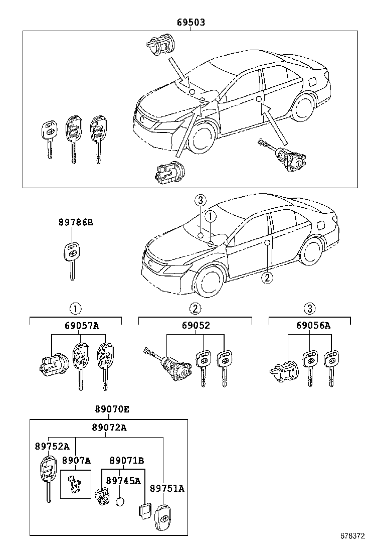 69005-33D40 CYLINDER SET, LOCK product image
