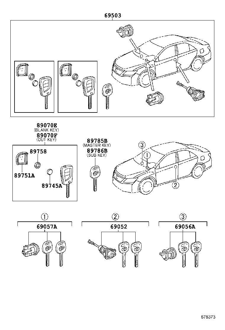 69005-33D40 CYLINDER SET, LOCK product image
