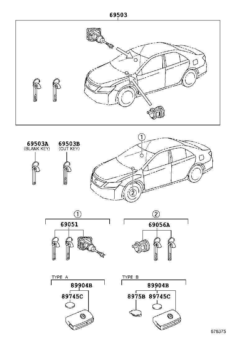 69005-33D40 CYLINDER SET, LOCK product image