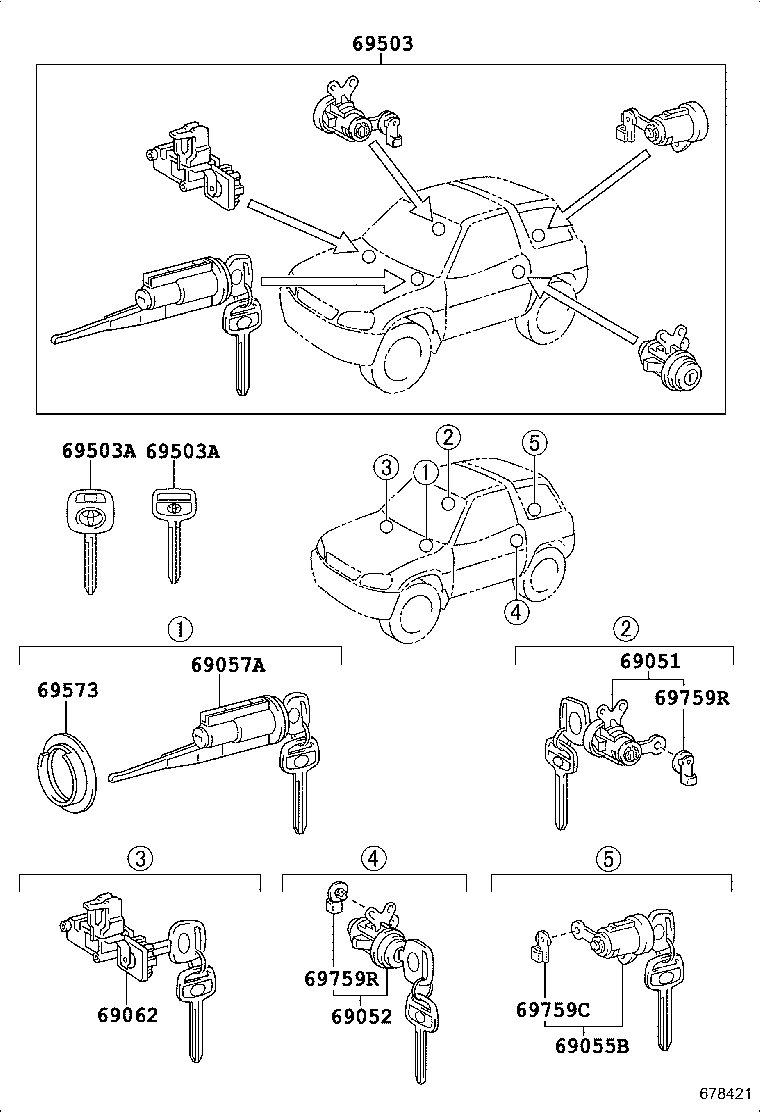 69005-42080 CYLINDER SET, LOCK product image