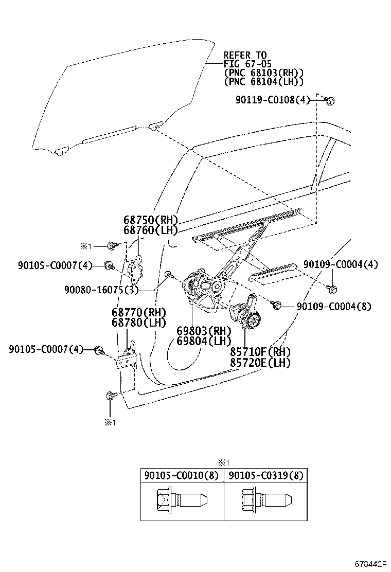 69802-0N030 REGULATOR SUB-ASSY, REAR DOOR WINDOW, LH product image