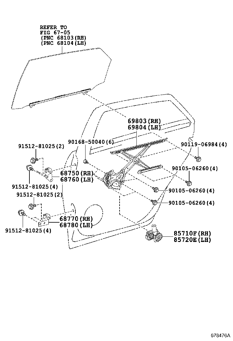 Toyota 85720-78020 MOTOR ASSY, POWER WINDOW REGULATOR, LH