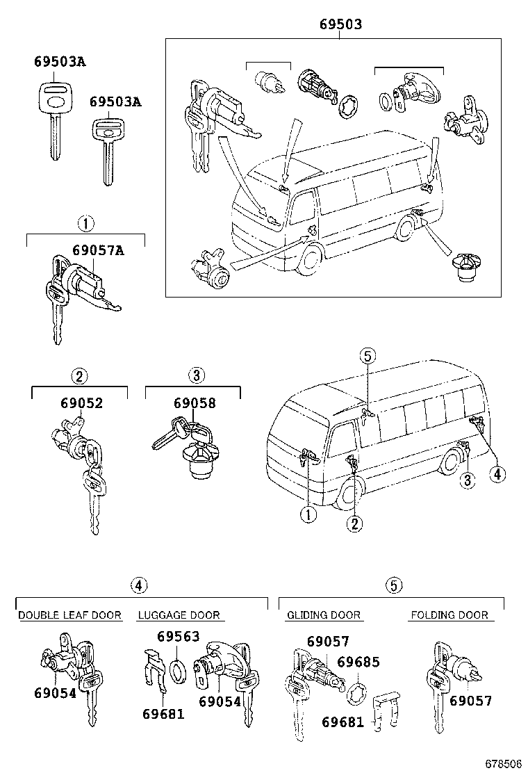 69005-36144 CYLINDER SET, LOCK product image