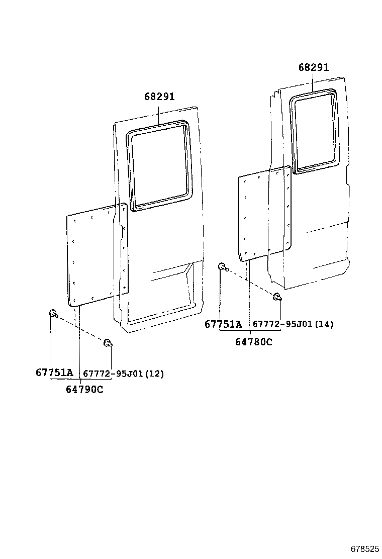 67006-36060 PANEL SUB-ASSY, BACK DOOR, LH product image
