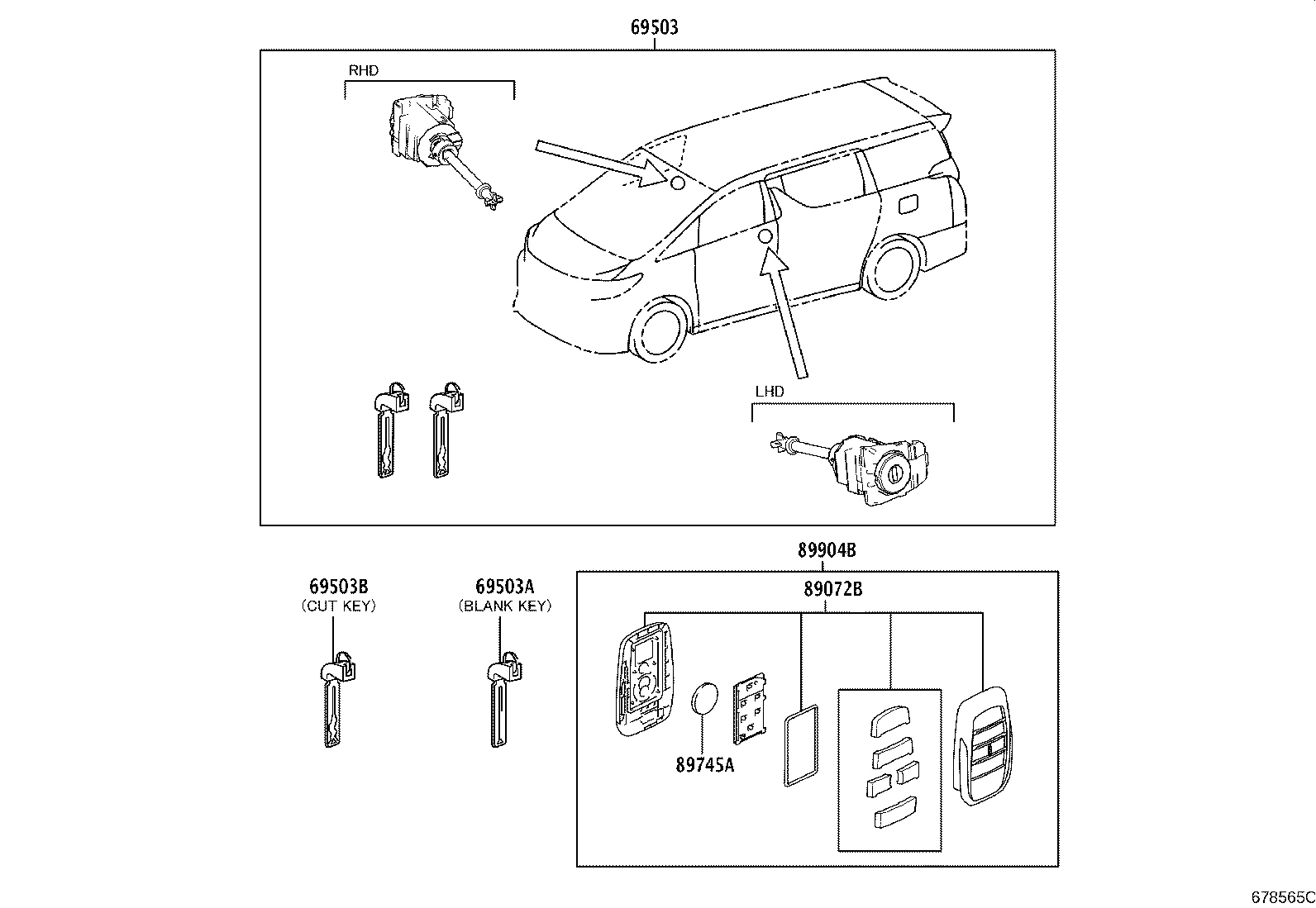 69005-58290 CYLINDER SET, LOCK product image