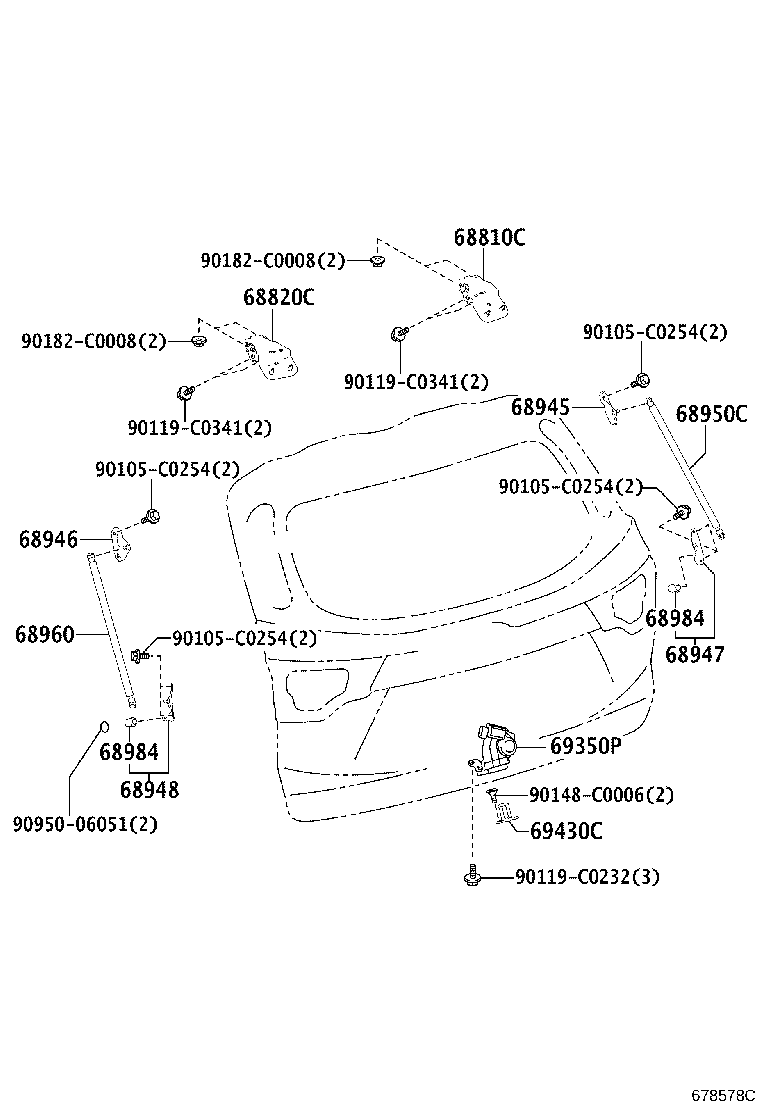 68910-09080 UNIT ASSY SET, POWER BACK DOOR, LH product image
