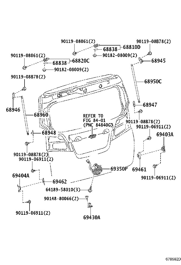 68960-58200 STAY ASSY, BACK DOOR, LH product image