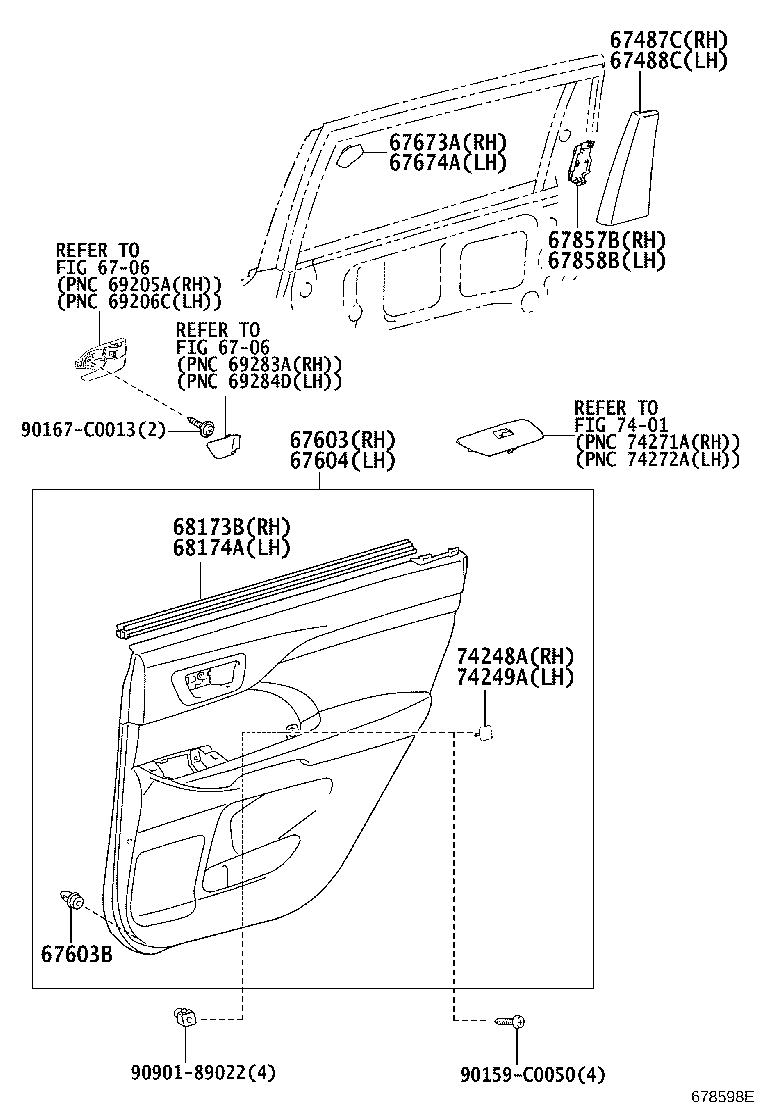 67488-0E070 SEAL, REAR DOOR REAR GUIDE, LH product image