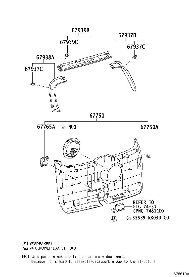 64827-0K100 CLIP, BACK WINDOW GLASS, RH product image